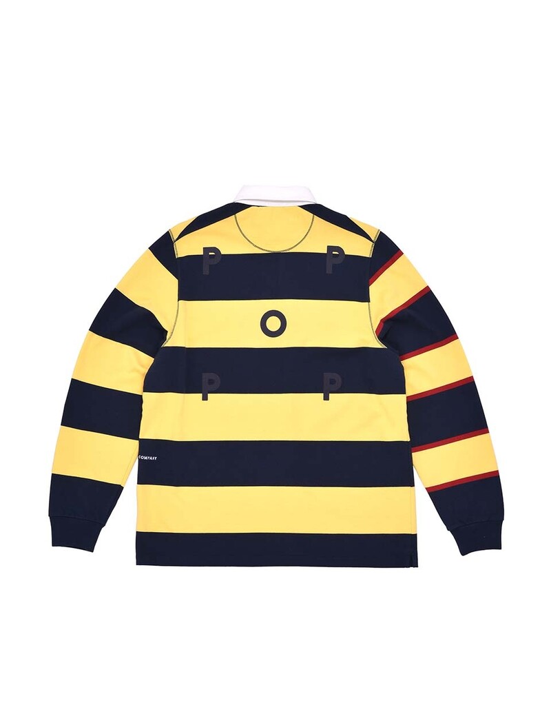 POP Trading Company Striped Logo Rugby Polo Sweat Snapdragon