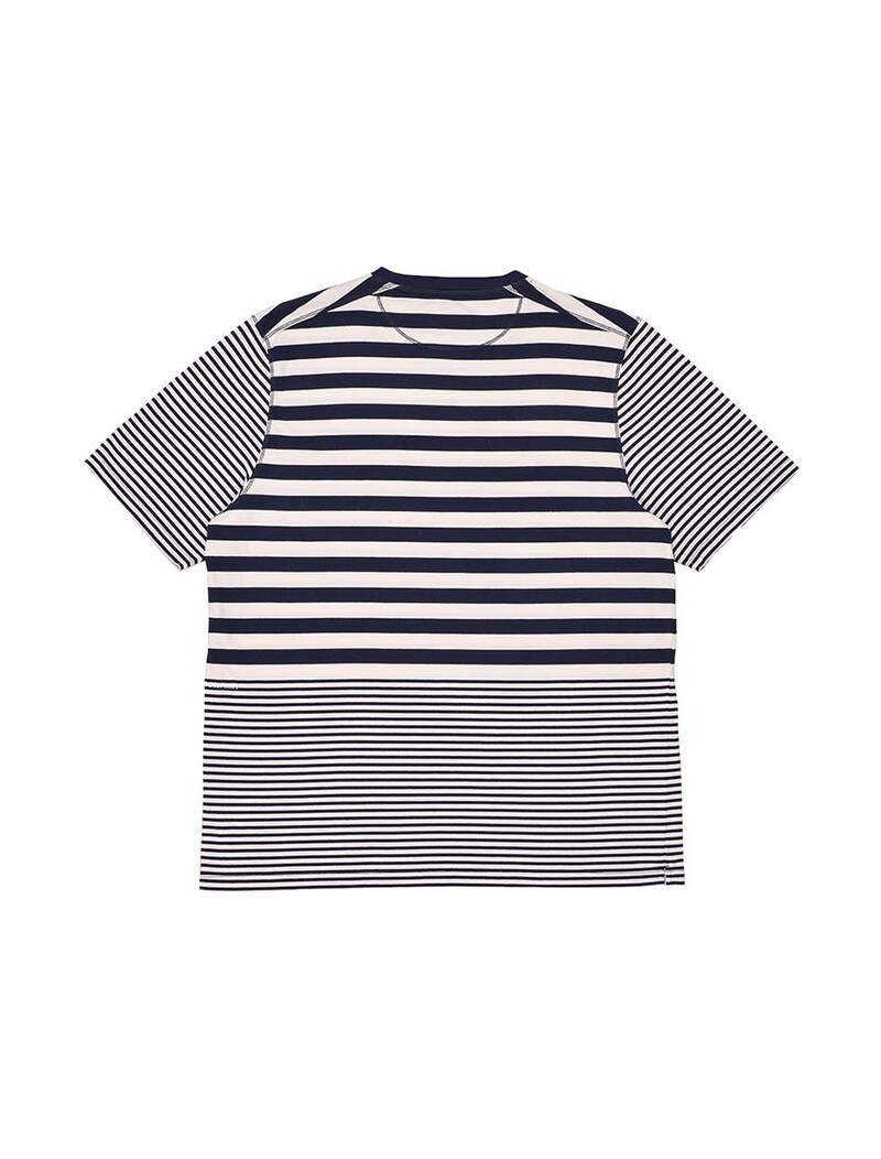 POP Trading Company Striped Pocket T-Shirt Navy Off White