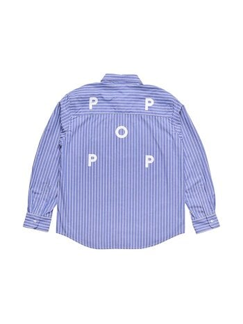 POP Trading Company Logo Striped Shirt Blue