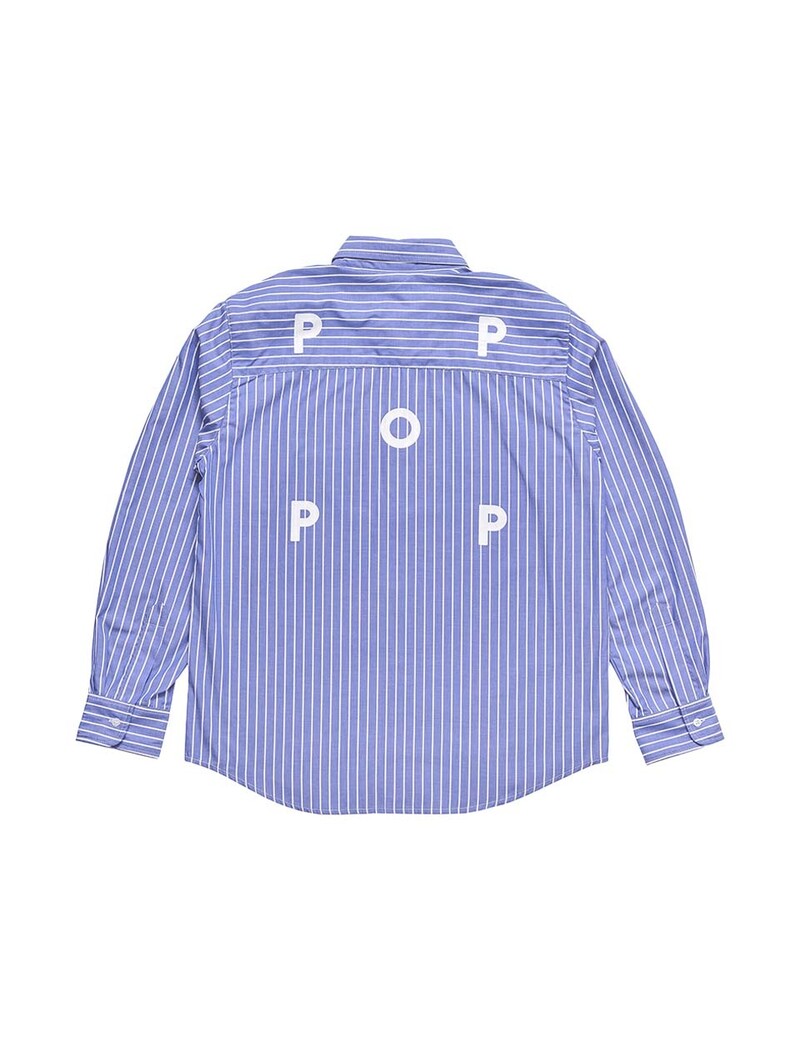 POP Trading Company Logo Striped Shirt Blue