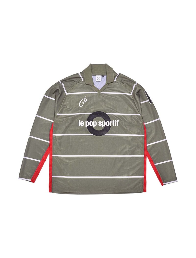 POP Trading Company Striped Sportif Longsleeve T-Shirt Loden Green