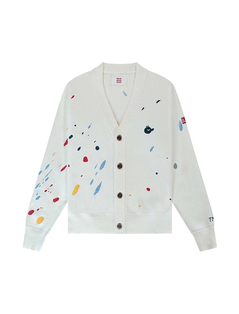 The New Originals Paint Splatter Cardigan White Alyssum