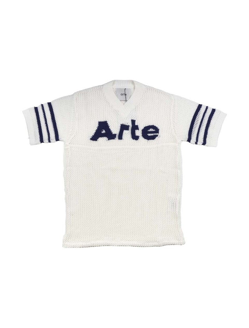 Arte Antwerp Shane Knit Stripe Shirt White