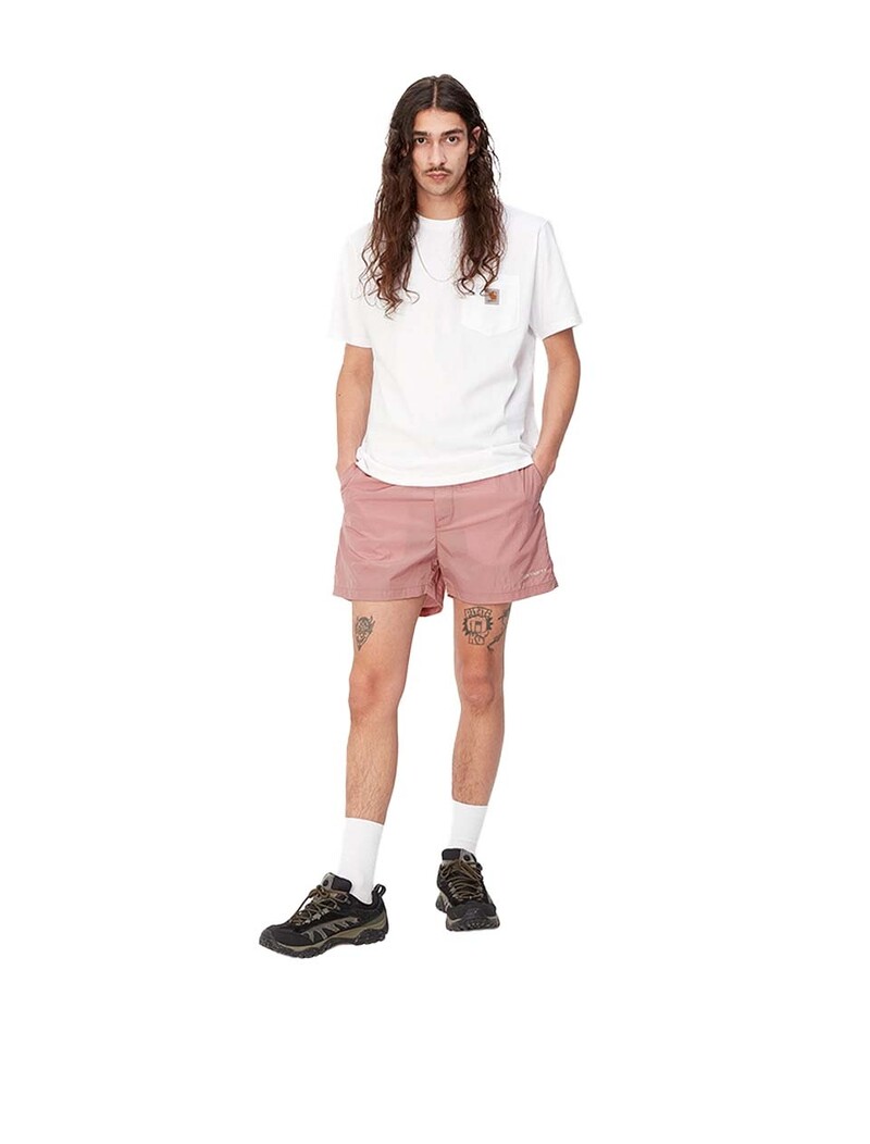 Carhartt WIP Tobes Swim Trunks Glassy Pink White