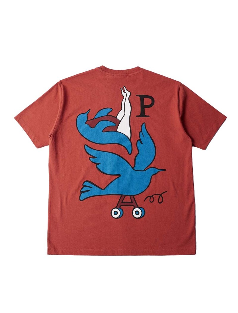 By Parra Wheeled Bird T-Shirt Rust