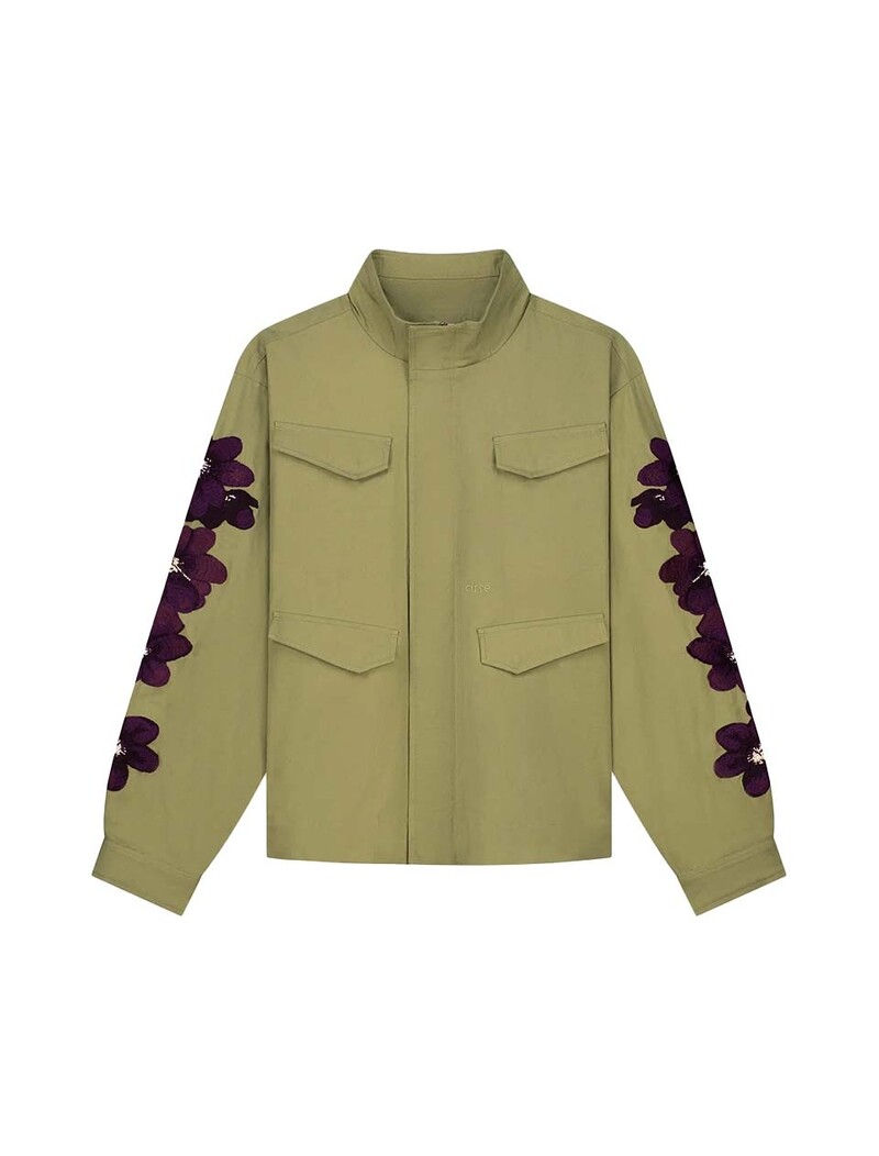 Arte Antwerp Flower Embroidery Jacket Olive Green