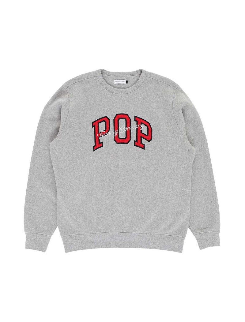 POP Trading Company Arch Crewneck Sweat Light Grey Heather