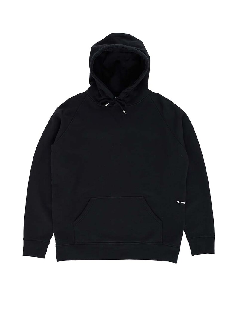 POP Trading Company puffed logo hooded sweat black