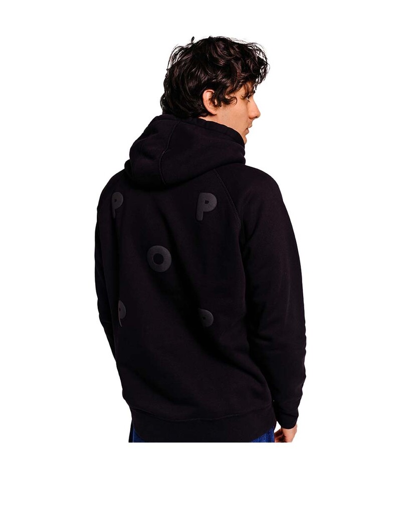 POP Trading Company Puffed Logo Hooded Sweat Black