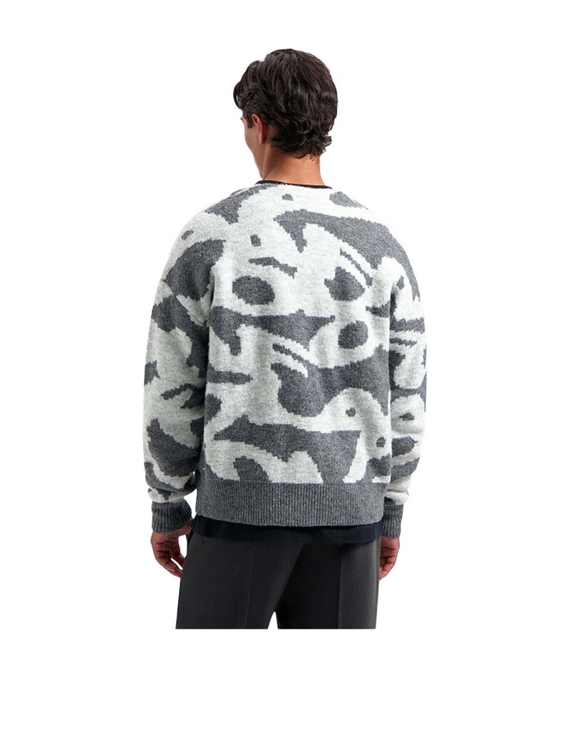 OLAF Wavy Drift Knitted Cardigan Grey