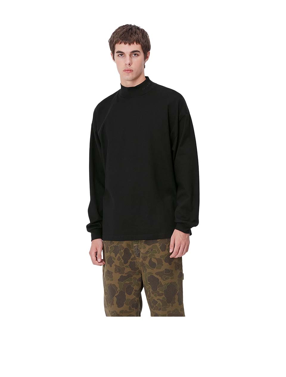 Carhartt WIP L/S Script Mockneck T-Shirt Black
