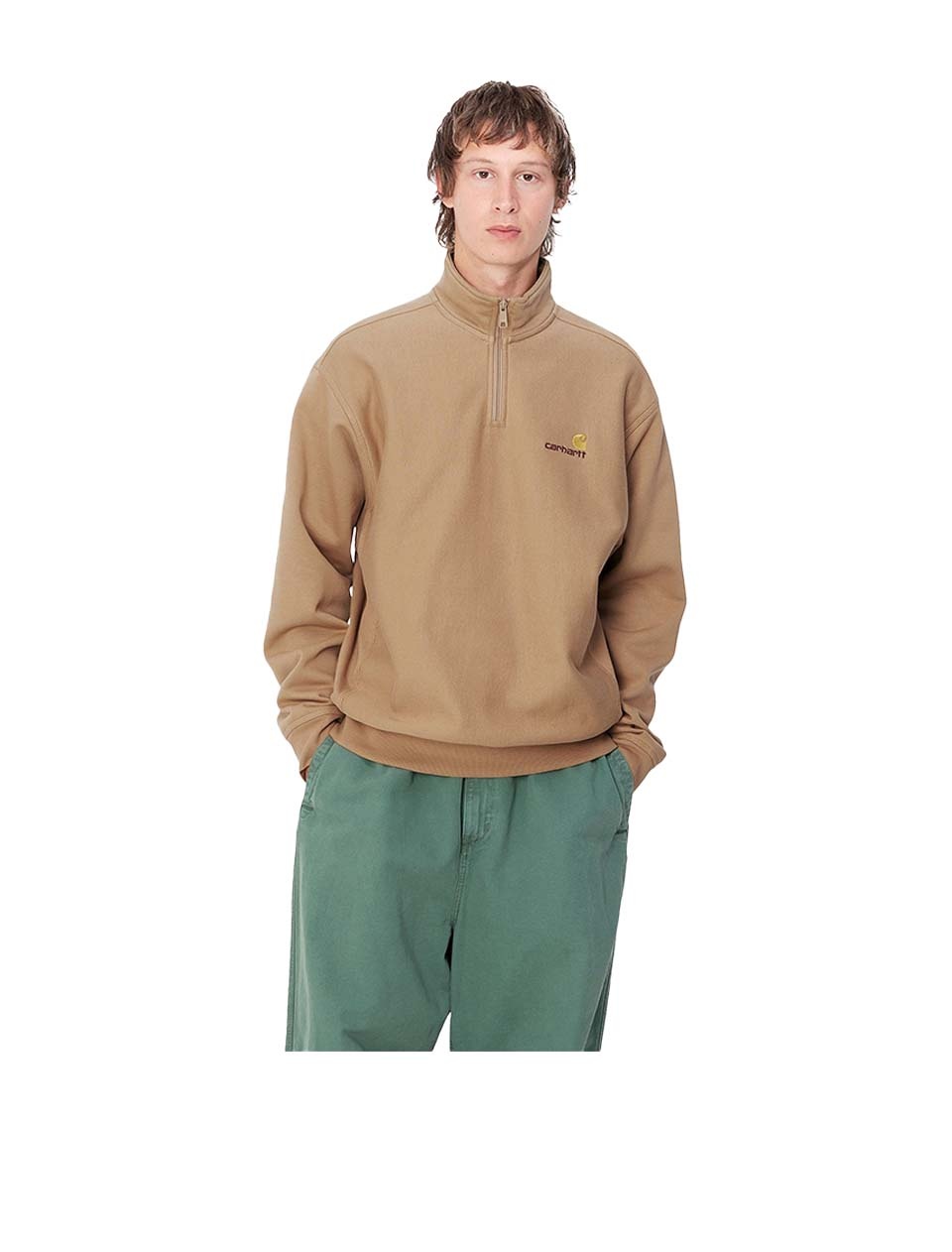 Carhartt WIP Half Zip American Script Sweat Peanut