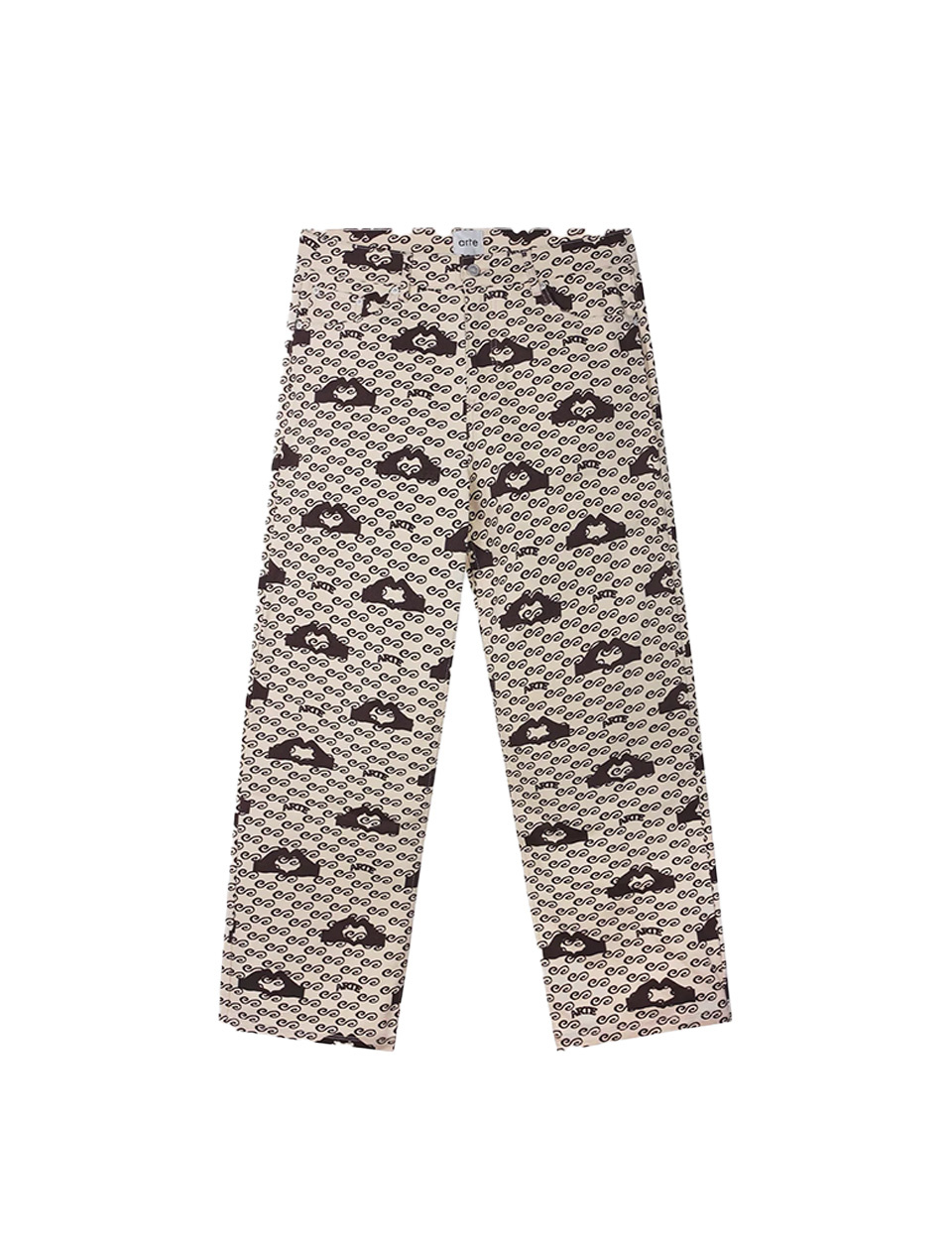 Arte Antwerp Hand Heart Print Pants Cream Brown