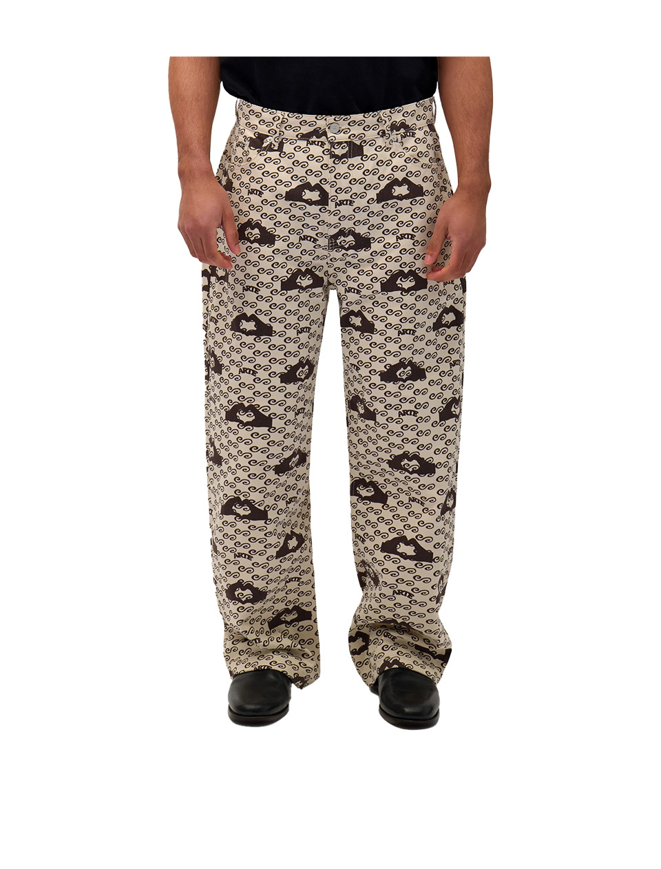 Arte Antwerp Hand Heart Print Pants Cream Brown