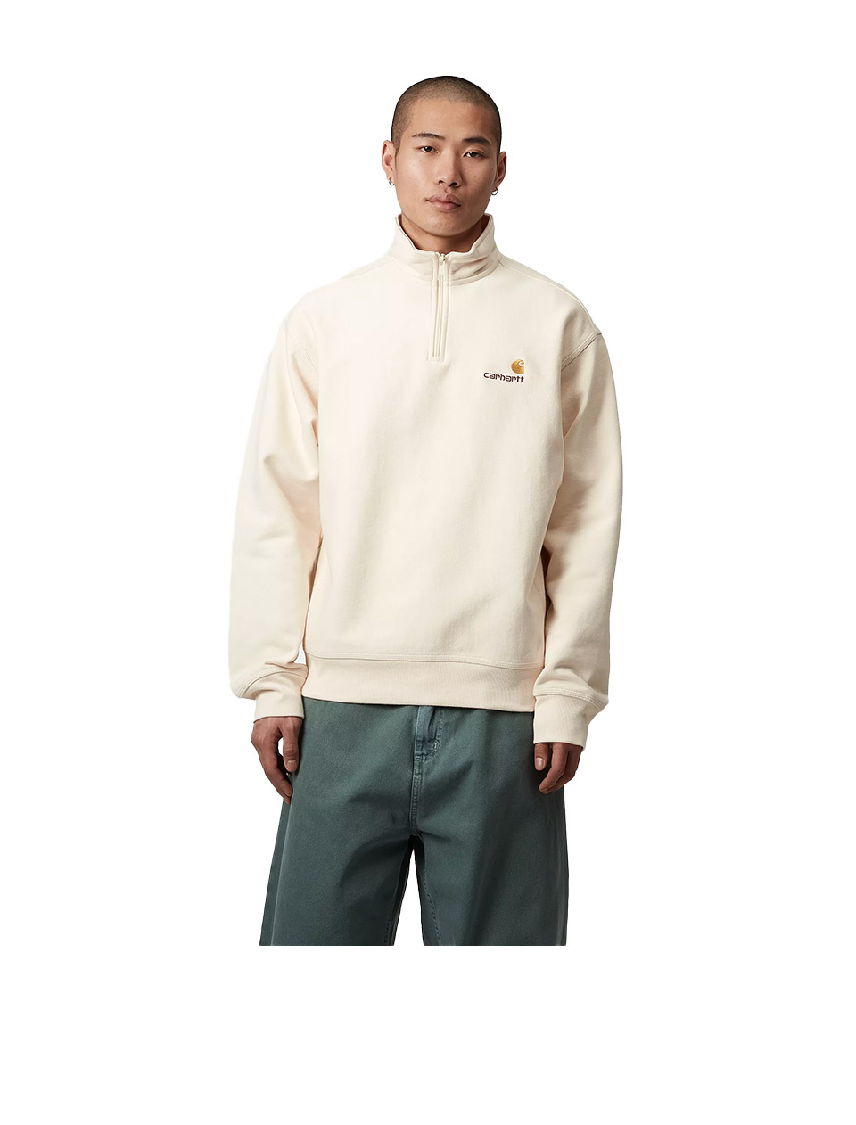 Carhartt WIP Half Zip American Script Sweat Naturel