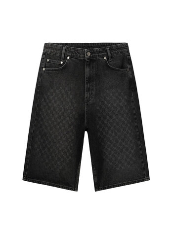 Daily Paper Laser Monogram Denim Shorts Black