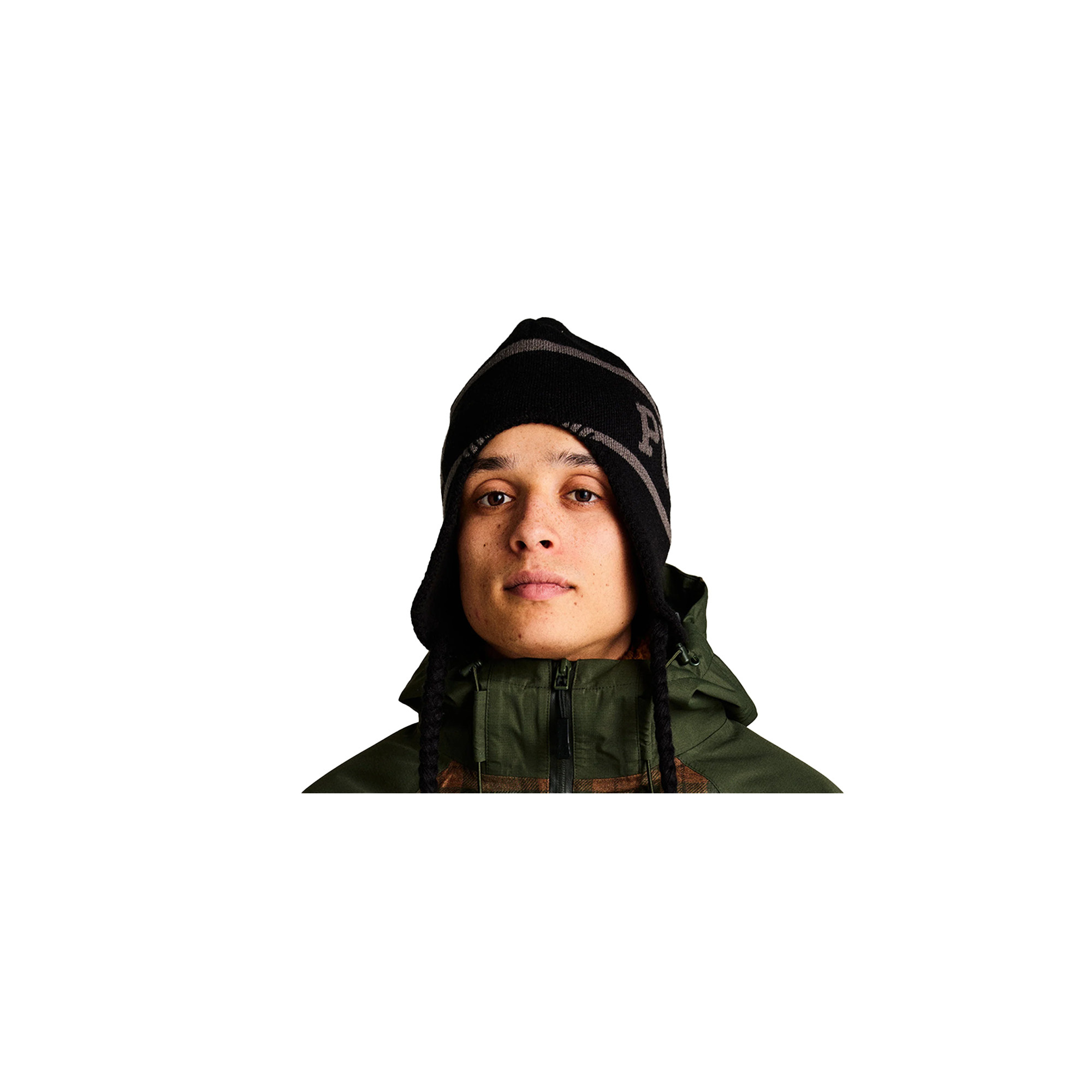 POP Trading Company Earflap Beanie Black Charcoal