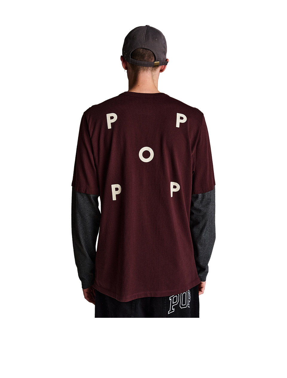POP Trading Company Logo Sleeve T-shirt Fudge Charcoal Heather