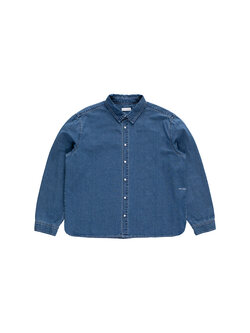 POP Trading Company Applique Logo Denim Shirt Rinsed Denim