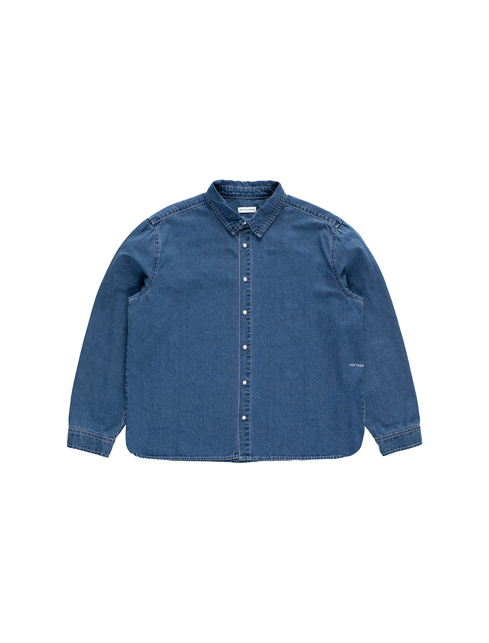 POP Trading Company Applique Logo Denim Shirt Rinsed Denim