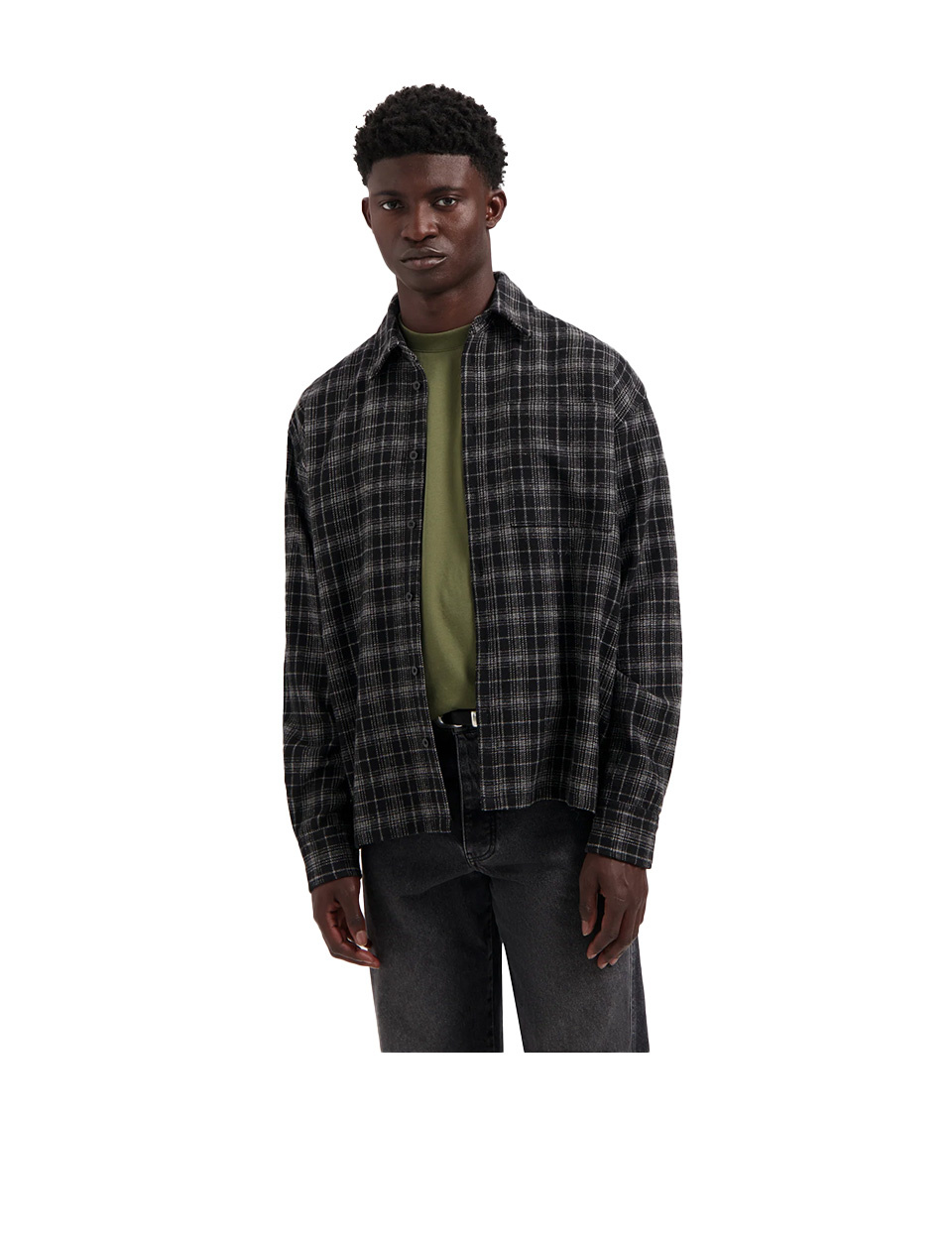 OLAF Plaid Boxy Shirt Charcoal