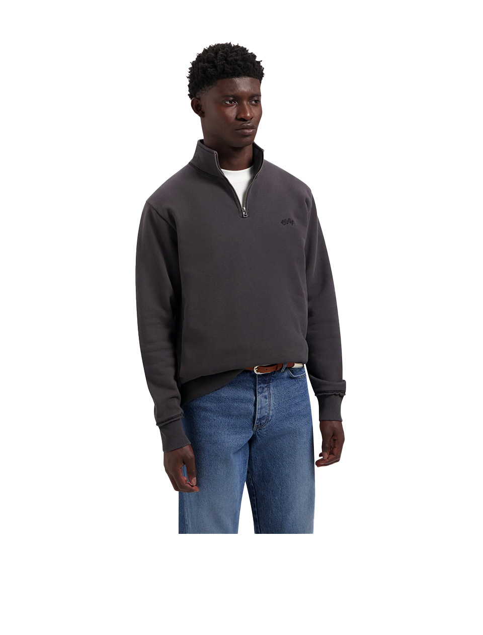 OLAF Signature Zip Mock Charcoal