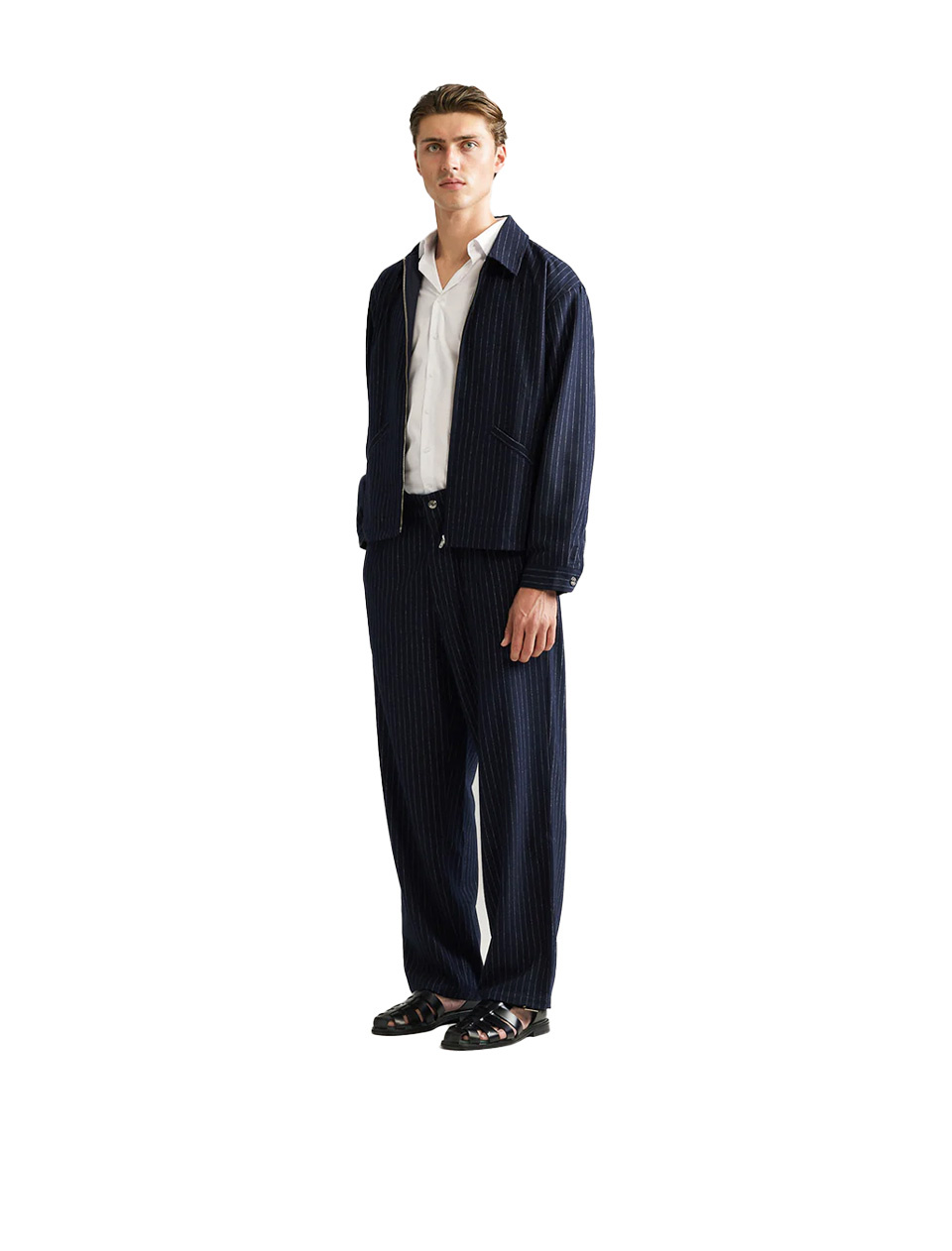 Ange Projects Pinstripe Wool Jacket Navy