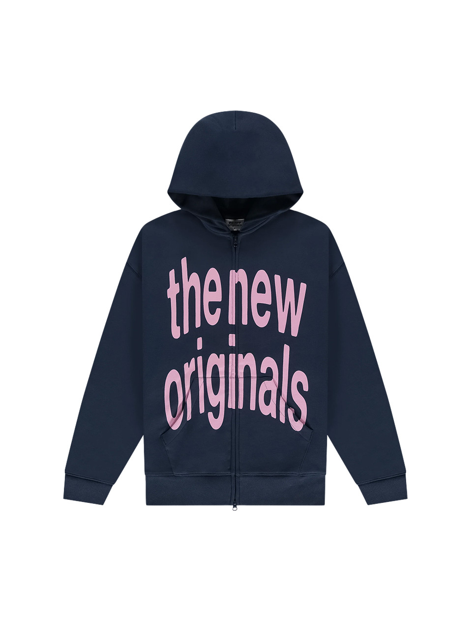 The New Originals Big Logo Zip Up Hoodie Navy Blue Pink
