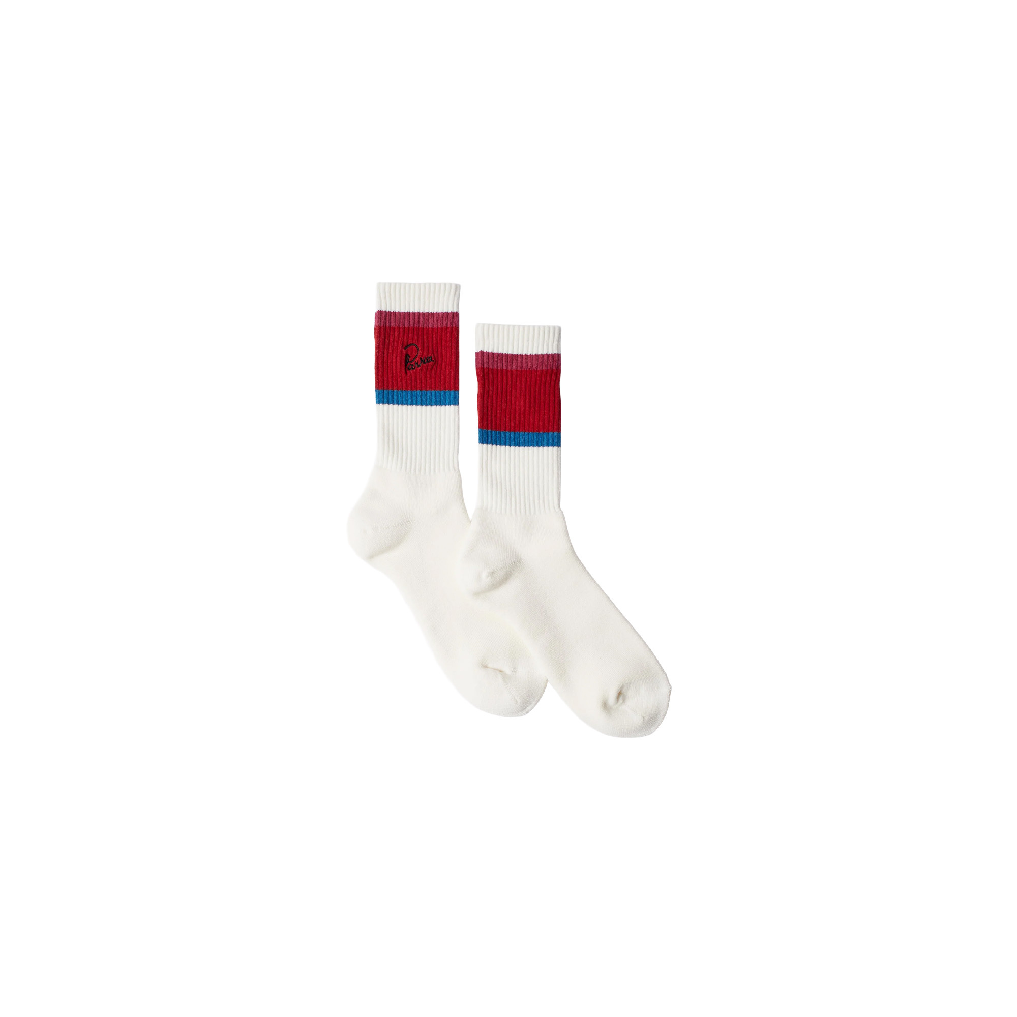 By Parra Signature Striped Crew Socks Red