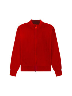 The New Originals Fisherman Rib Zip Up Sweater Red