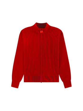 The New Originals Fisherman Rib Zip Up Sweater Red