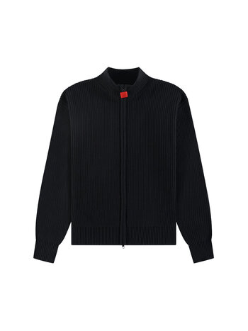 The New Originals Fisherman Rib Zip Up Sweater Black