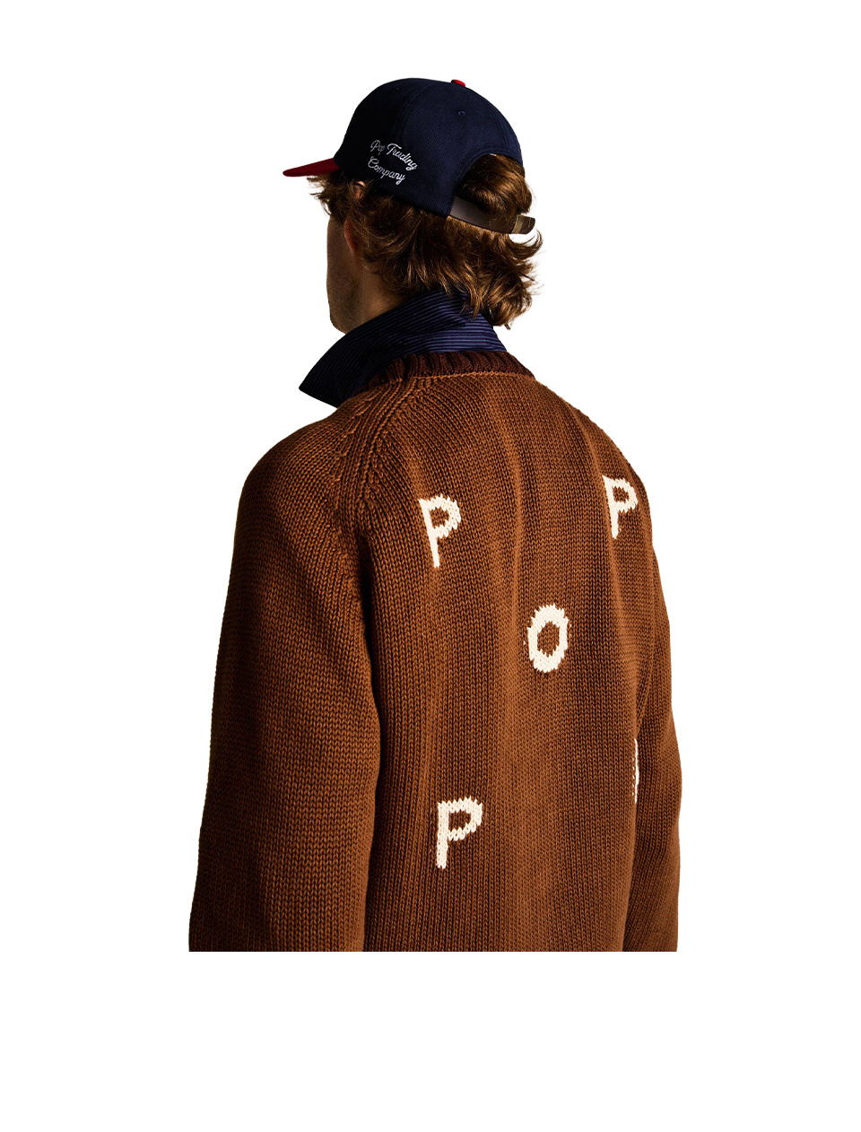 POP Trading Company Knitted Logo Crewneck Bison
