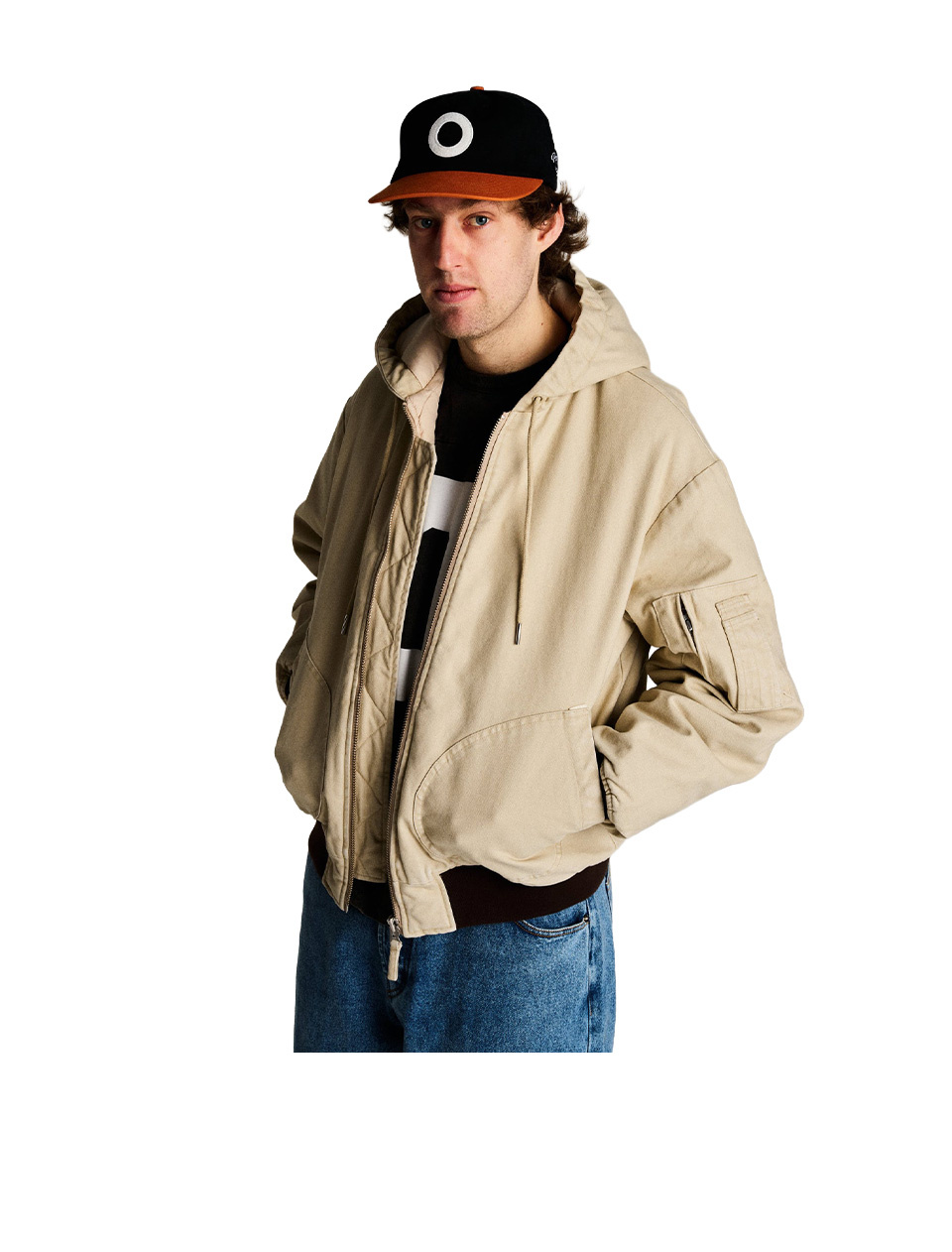 POP Trading Company Hooded Flight Jacket White Pepper