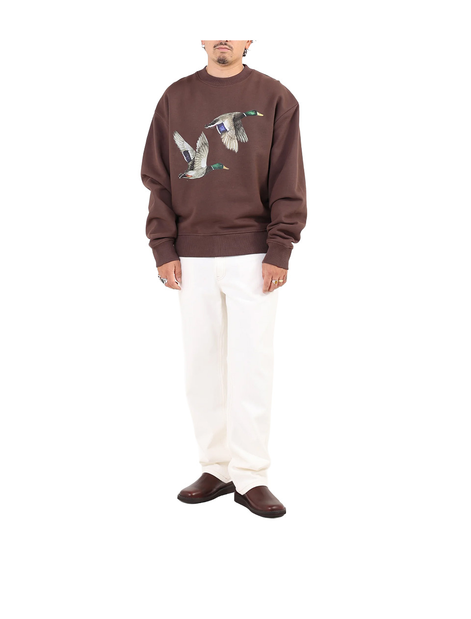 Sabbatical Ducks Crewneck Button Brown