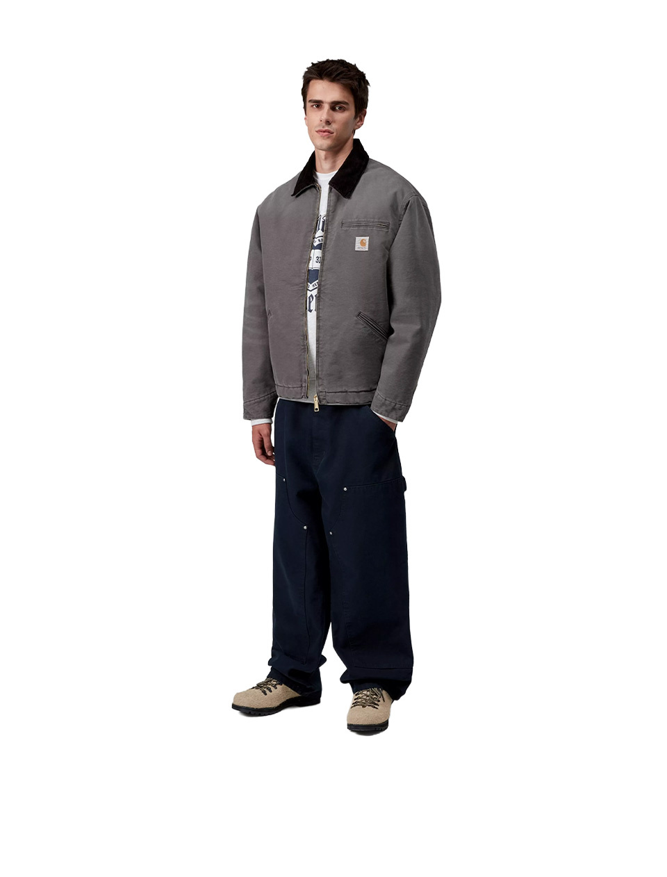 Carhartt WIP OG Detroit Jacket Graphite Black Stone Canvas