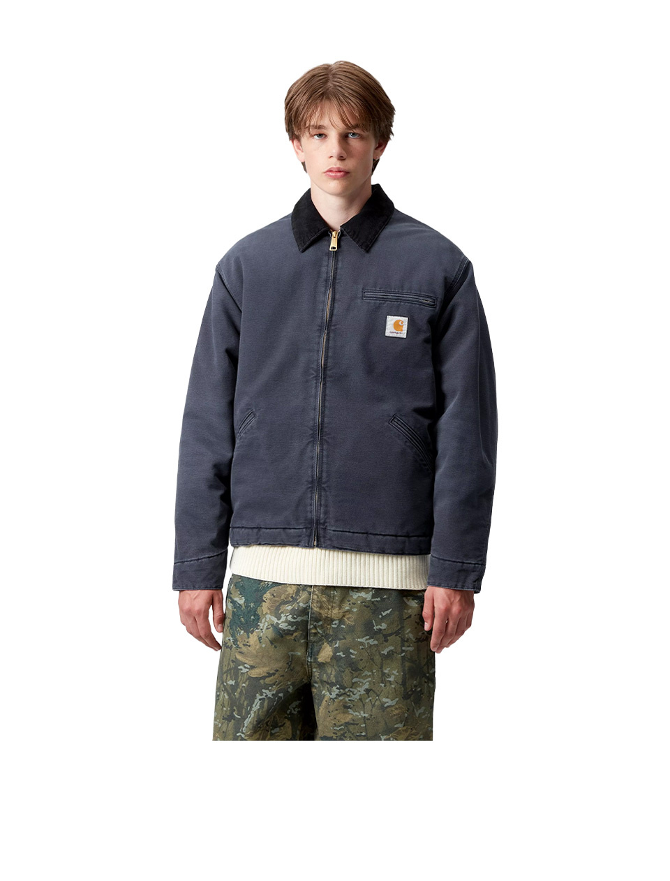 Carhartt WIP OG Detroit Jacket Dark Navy Black Stone Canvas