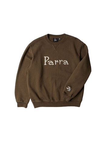 By Parra Weird Trad Logo Crewneck Sweatshirt Brown