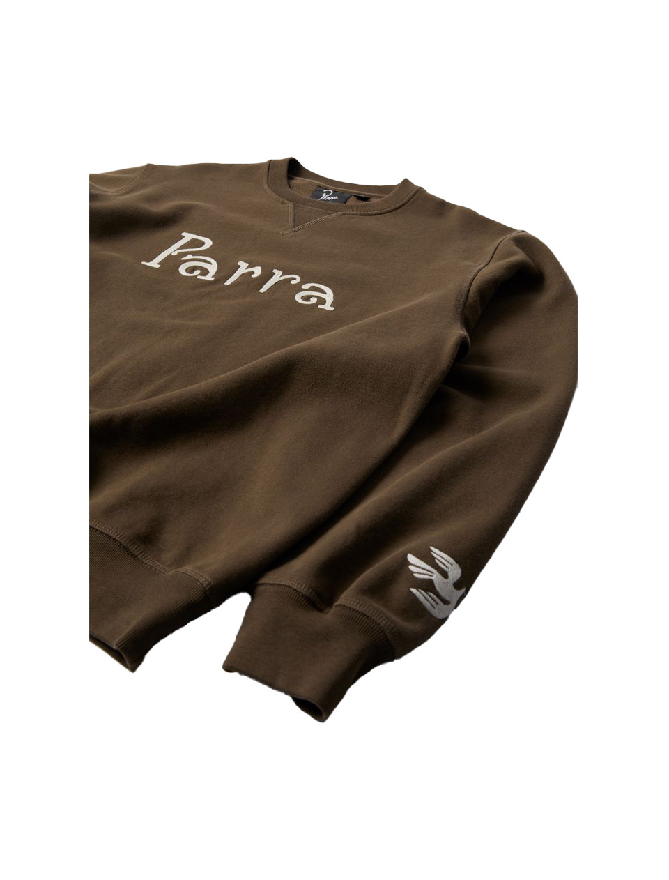 By Parra Weird Trad Logo Crewneck Sweatshirt Brown