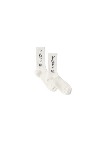 By Parra Weird Trad Logo Crew Socks White