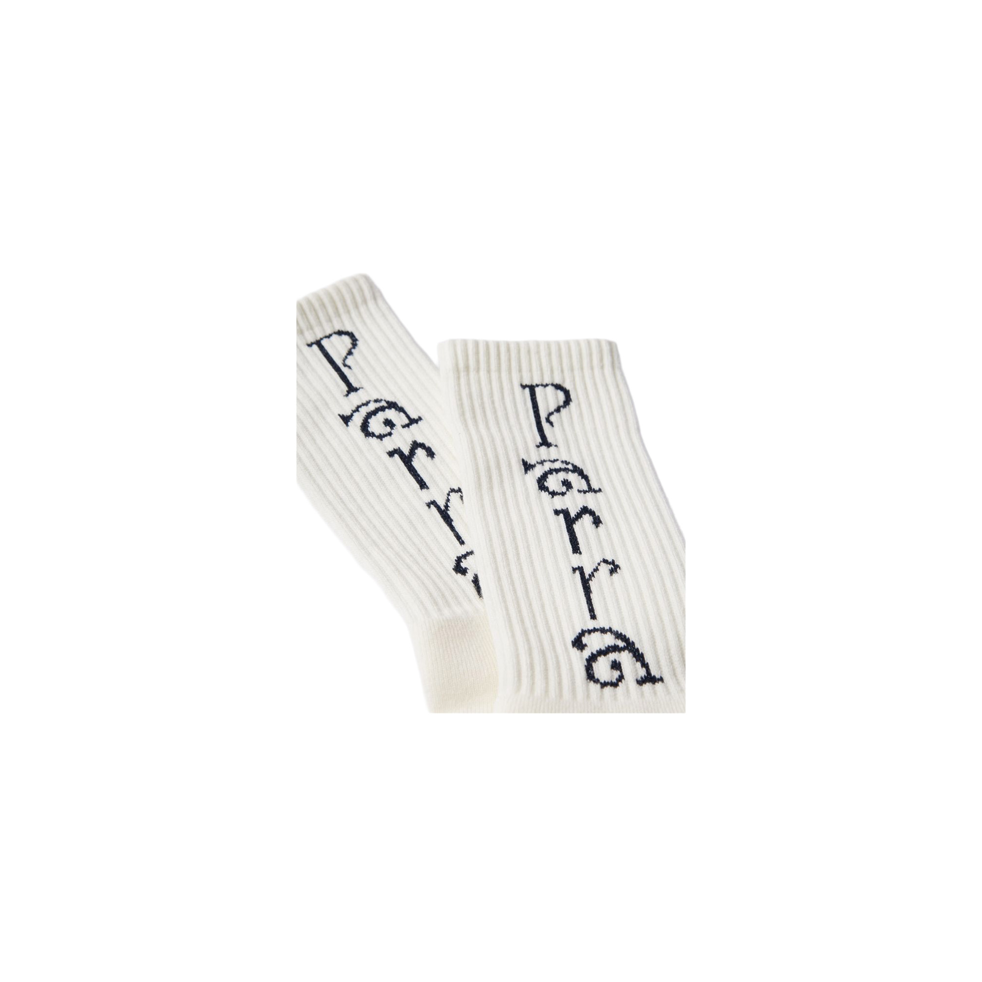 By Parra Weird Trad Logo Crew Socks White