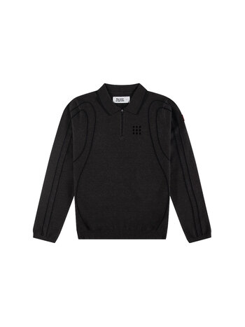 The New Originals Innerspace Long Sleeve Polo Brown Melange Black