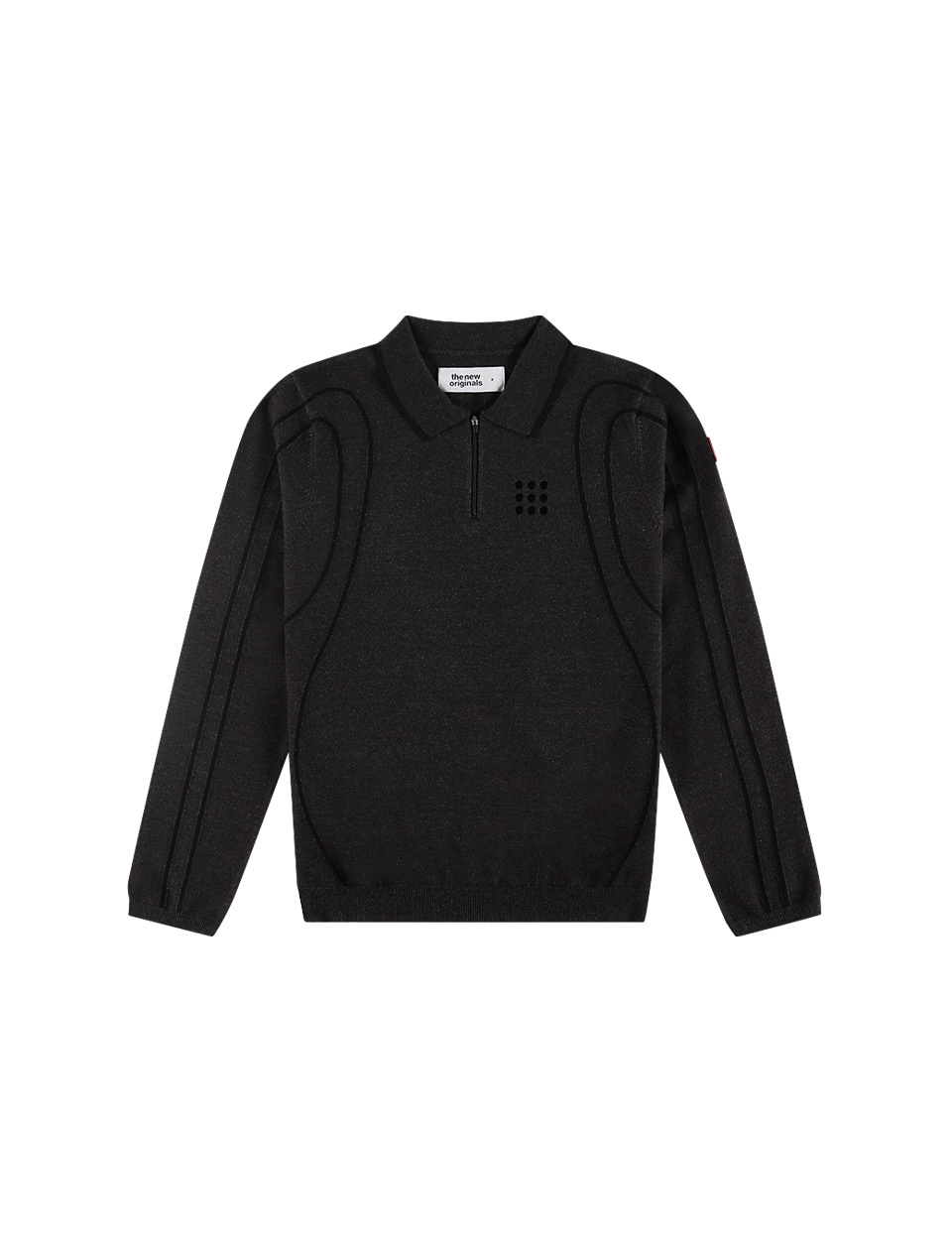 The New Originals Innerspace Long Sleeve Polo Brown Melange Black