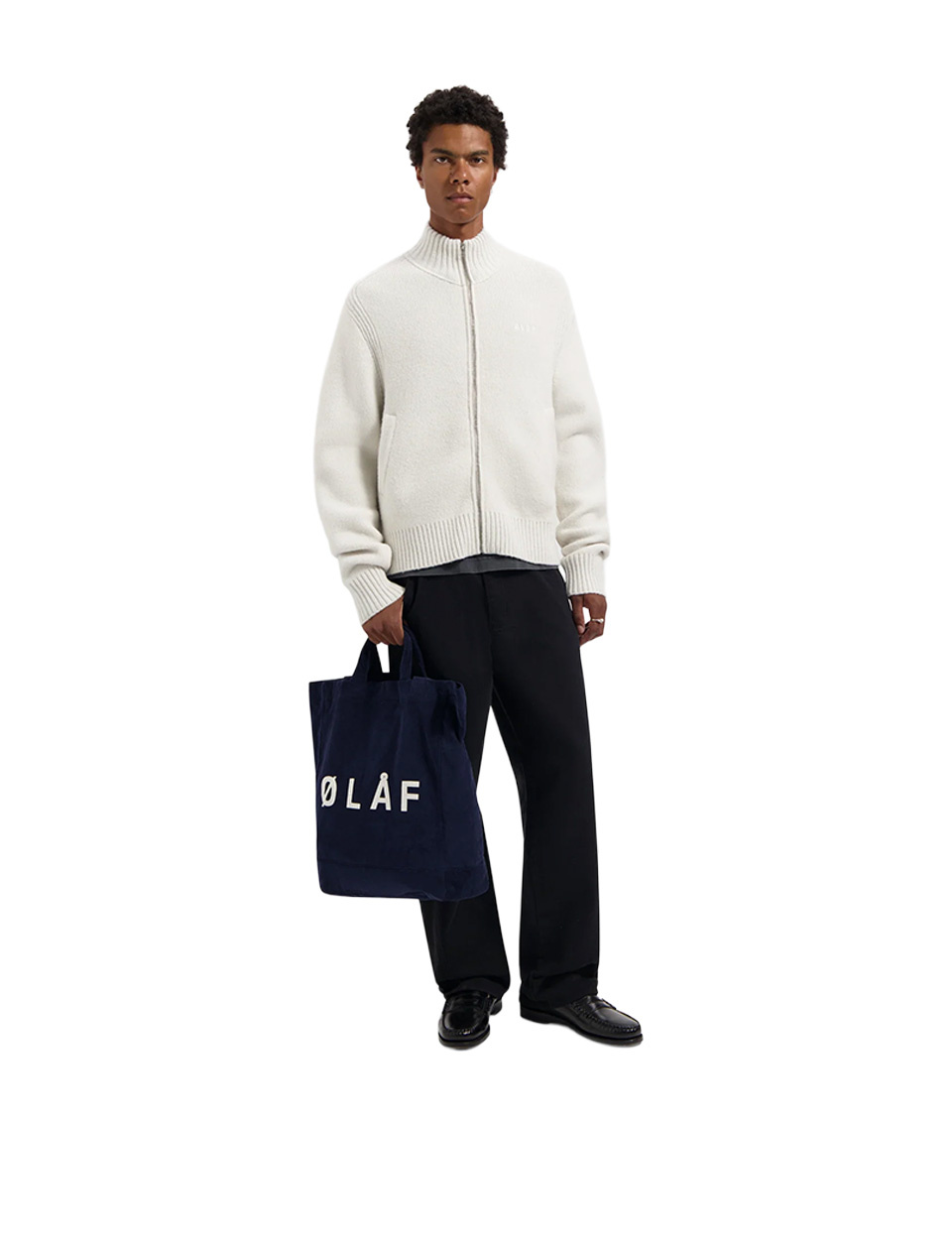 OLAF Zip Knitted Mock Neck Off-White