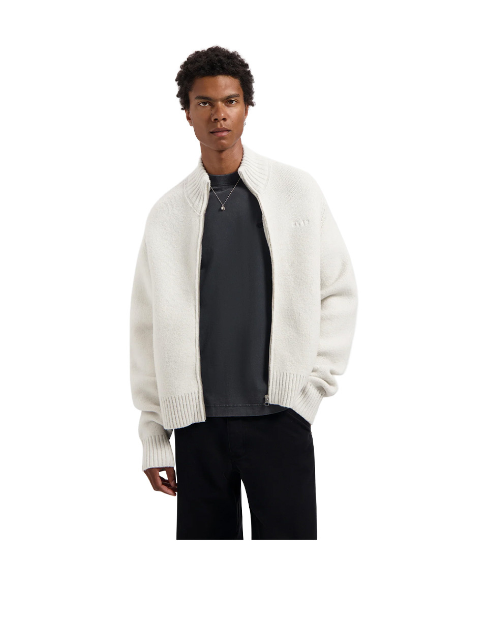 OLAF Zip Knitted Mock Neck Off-White