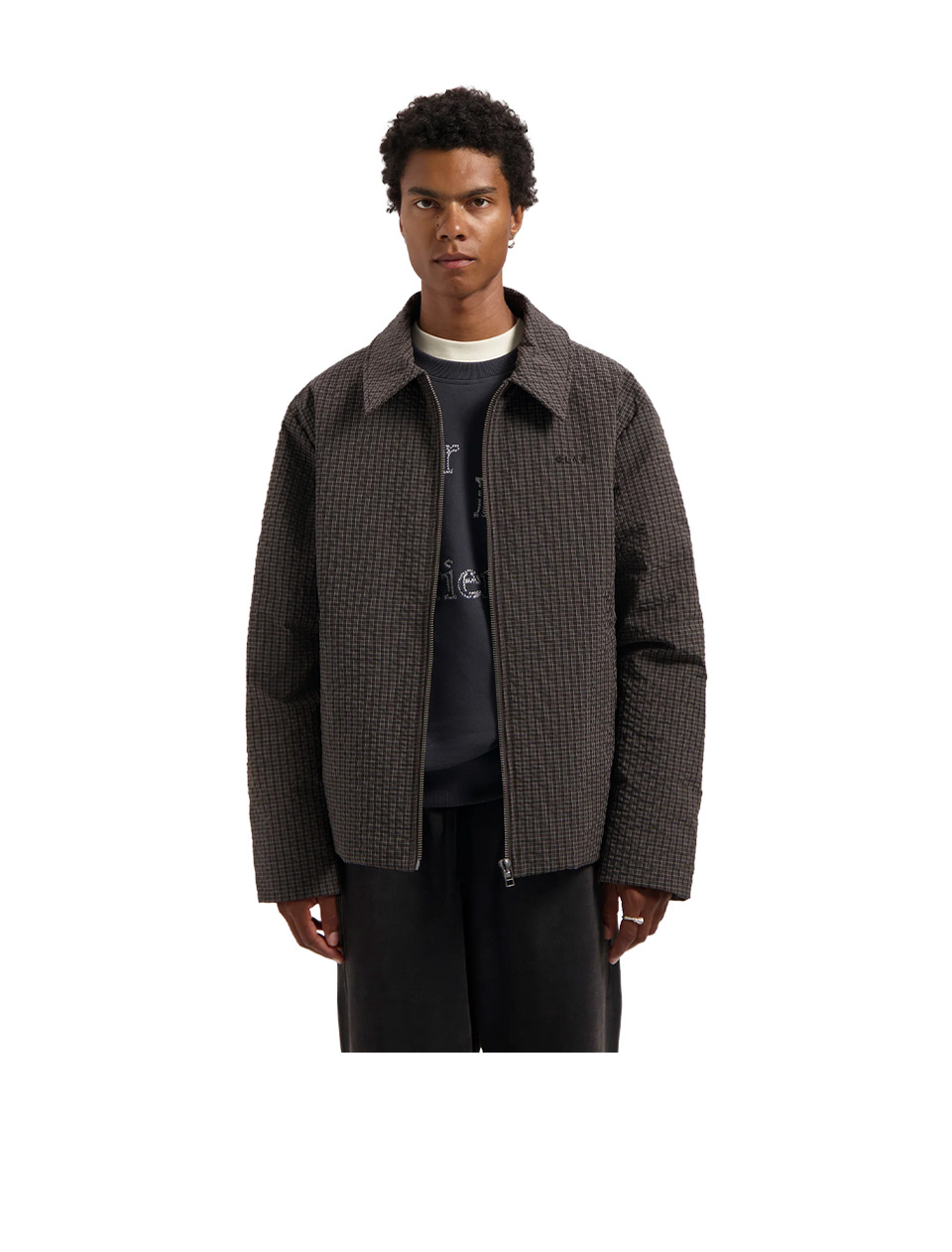 OLAF Checked Padded Coach Jacket Hot Fudge