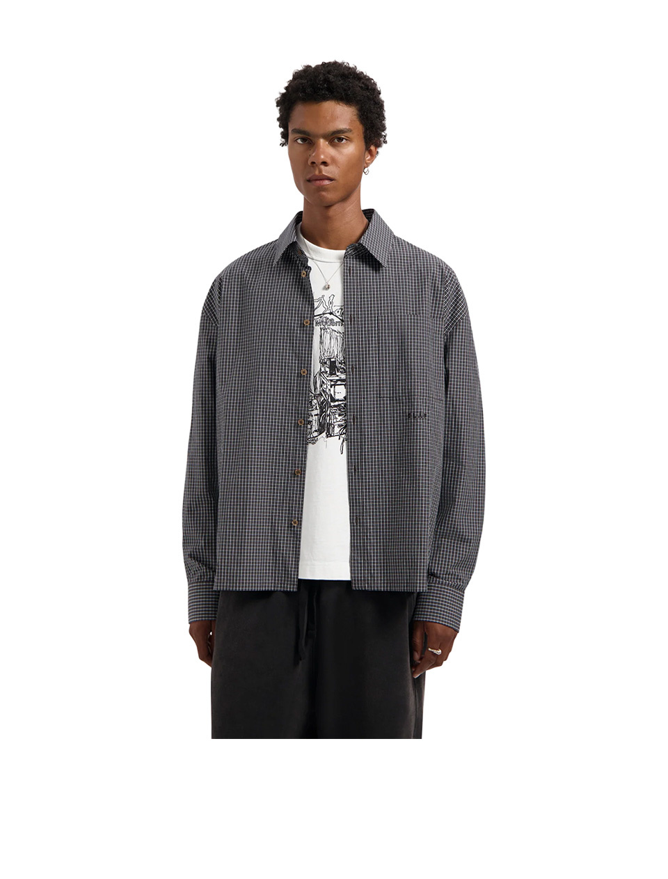 OLAF Checked Boxy Shirt Hot Fudge