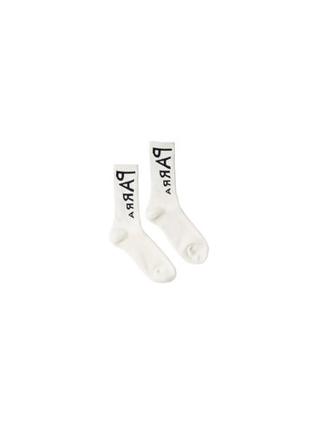 By Parra Reversed Flag Logo Crew Socks White