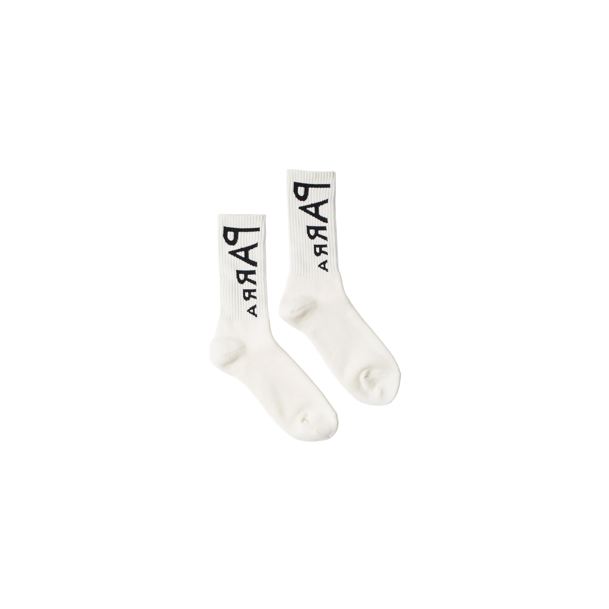 By Parra Reversed Flag Logo Crew Socks White