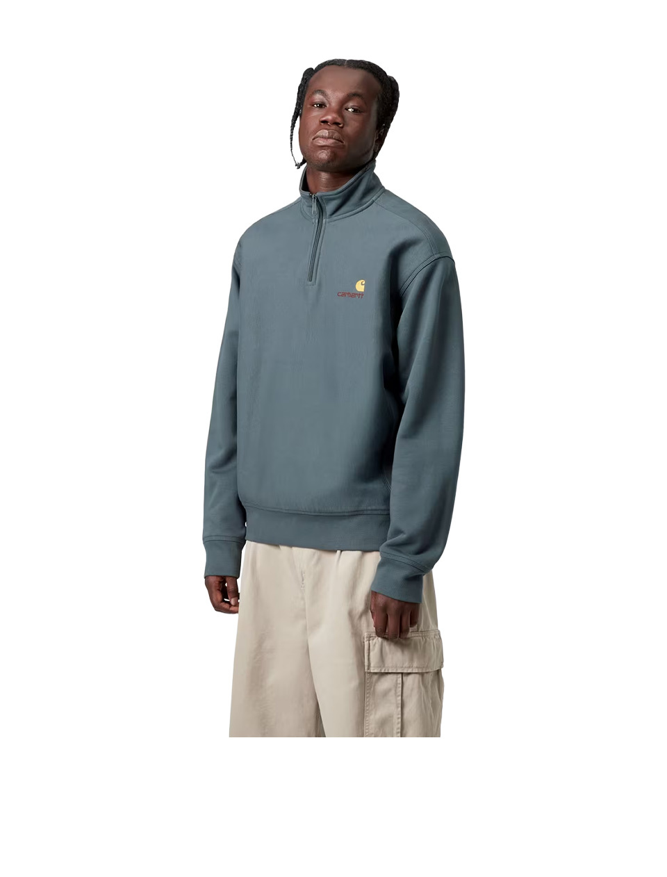 Carhartt WIP Half Zip American Script Sweat Office Blue